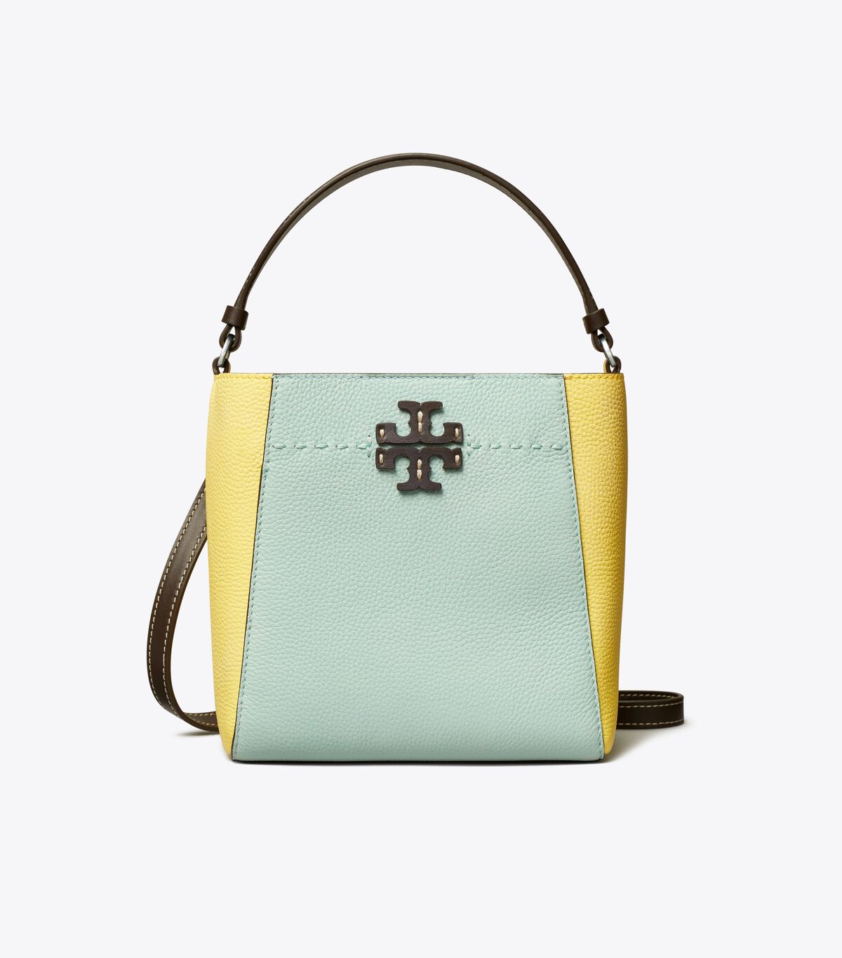 Azure / Lemon Tory Burch Small Mcgraw Color-block Women's Bucket Bags | OUTLET-95840219