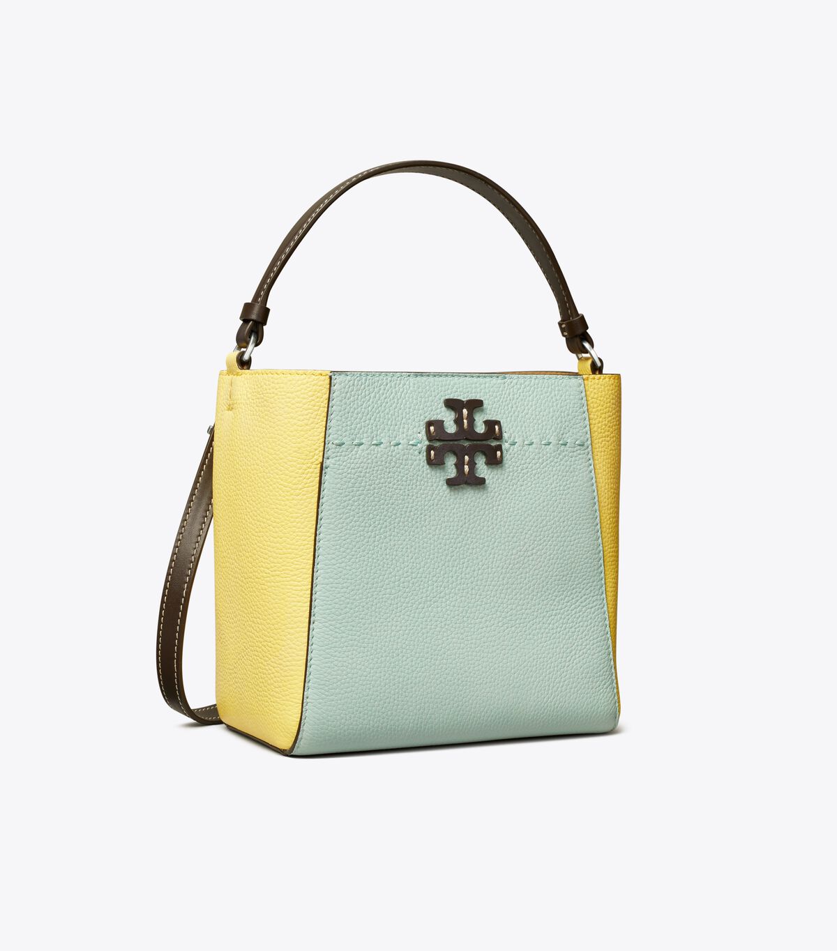 Azure / Lemon Tory Burch Small Mcgraw Color-block Women\'s Bucket Bags | OUTLET-95840219