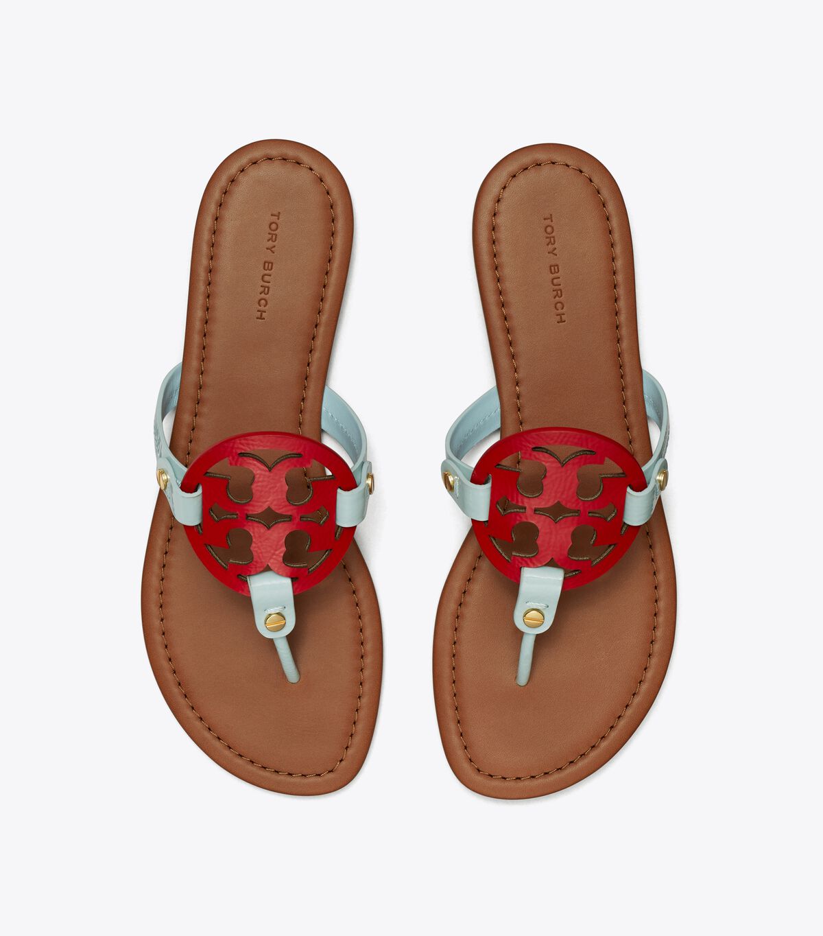 Azure / Red Tory Burch Miller Leather Women's Sandals | OUTLET-16583429