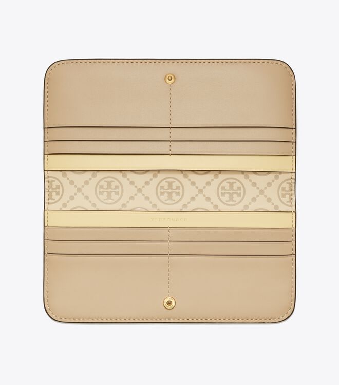 Beige / Cream Tory Burch T Monogram Contrast Embossed Women's Wallets | OUTLET-78091259