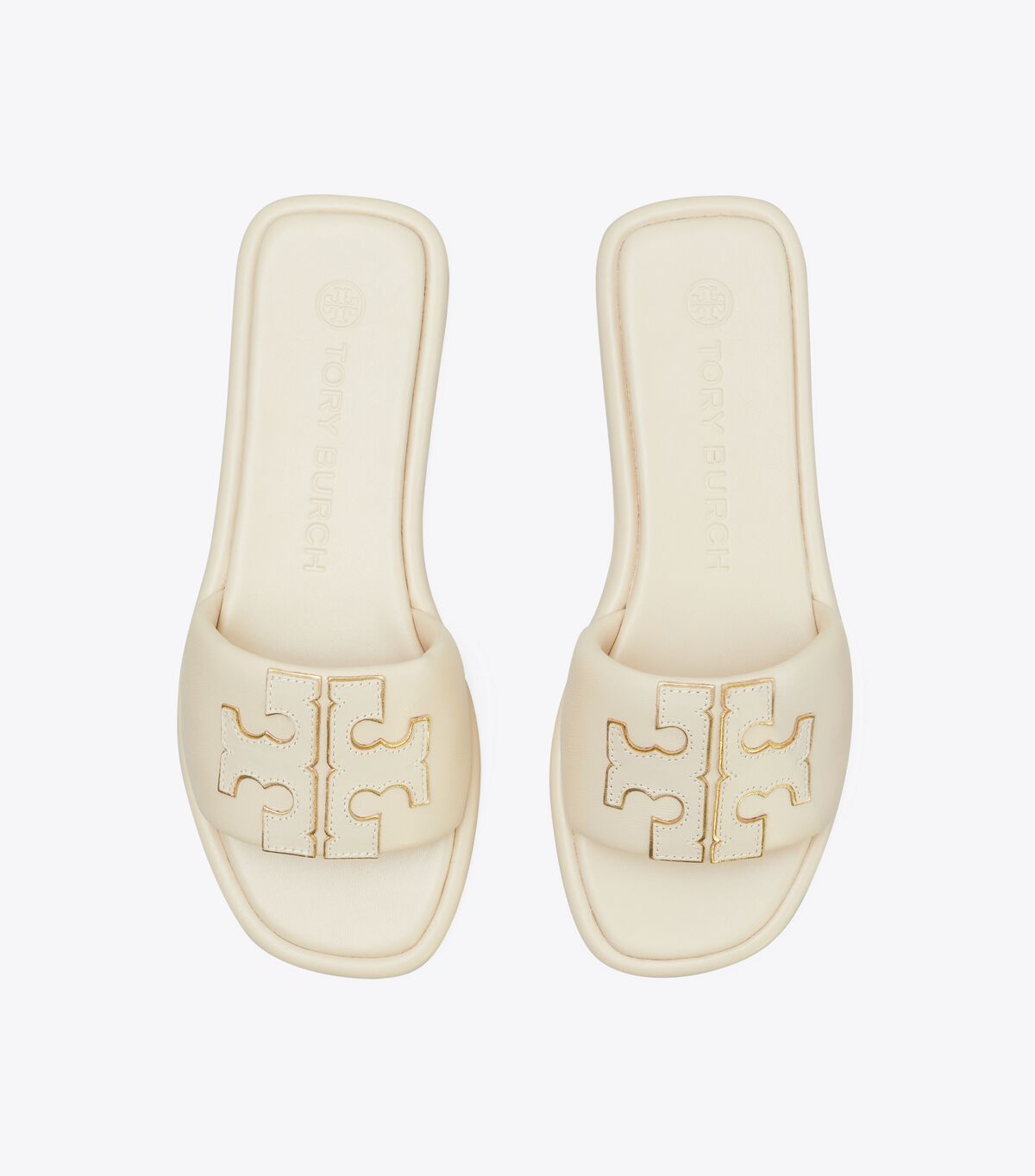 Beige / Gold Tory Burch Double T Women's Sandals | OUTLET-69487059