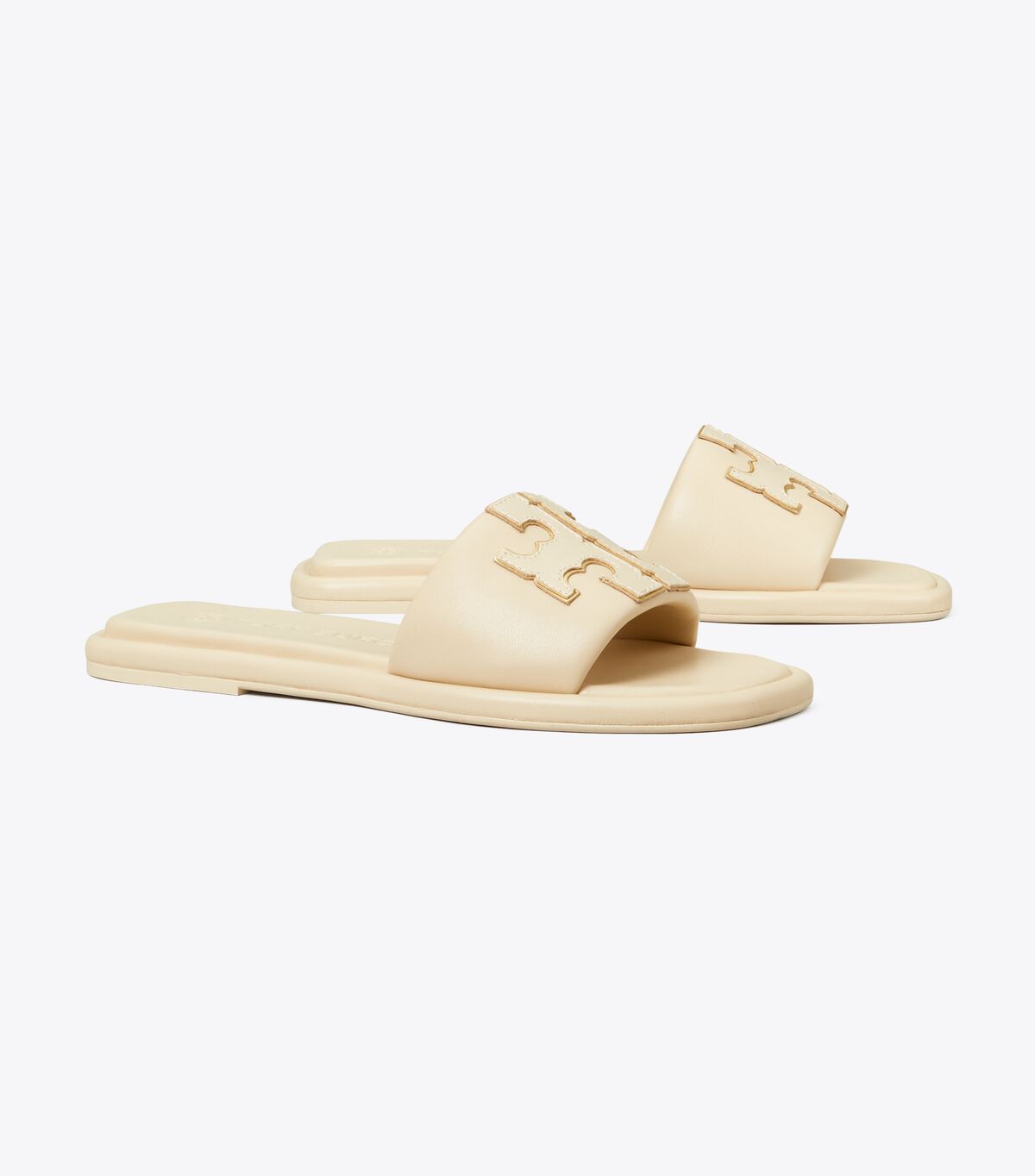 Beige / Gold Tory Burch Double T Women\'s Sandals | OUTLET-69487059