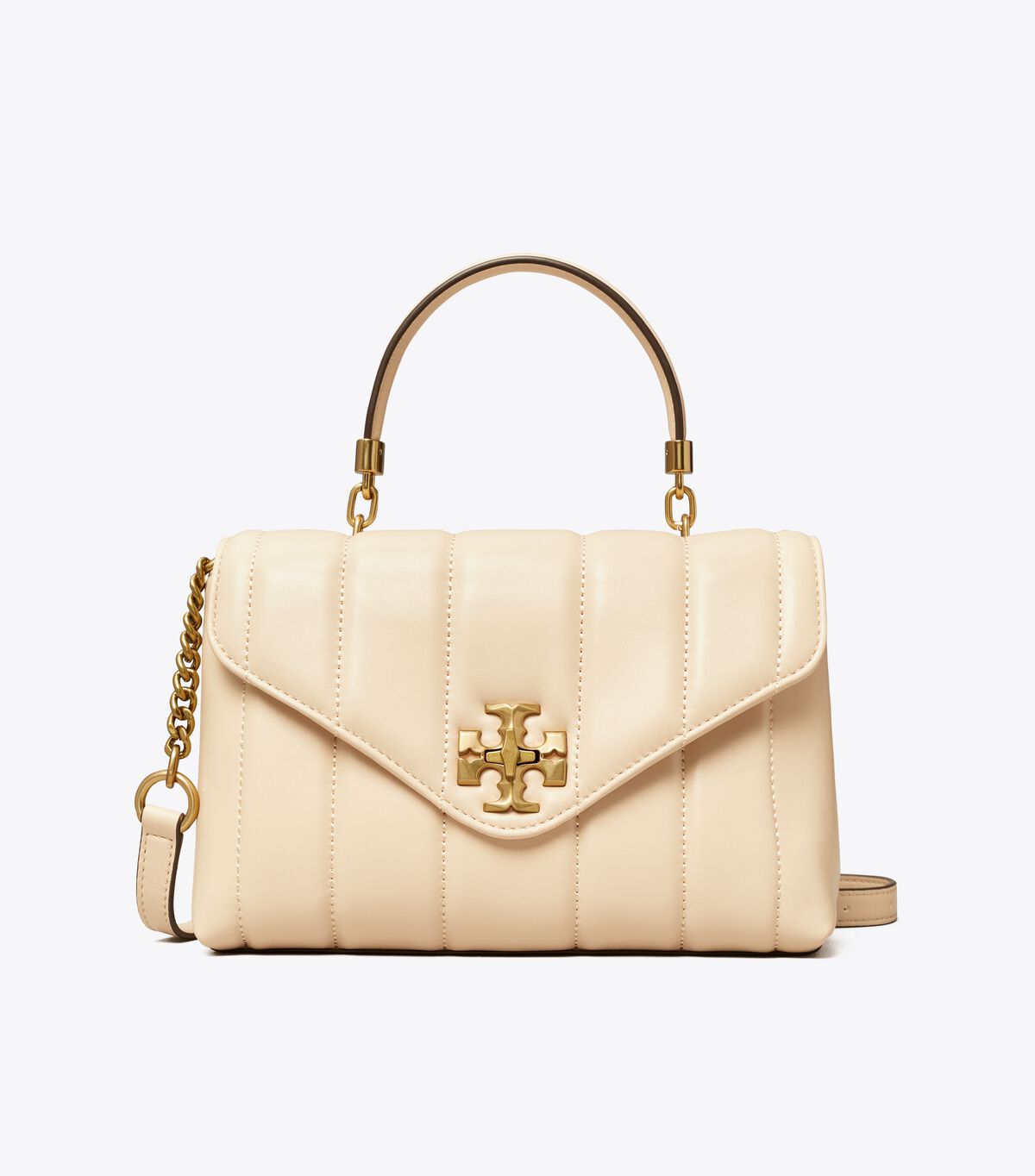 Beige / Gold Tory Burch Small Kira Quilted Women's Satchel Bags | OUTLET-69037589