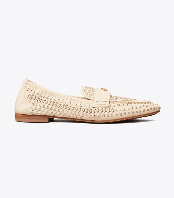 Beige / Gold Tory Burch Woven Women's Ballet Flats | OUTLET-31974259