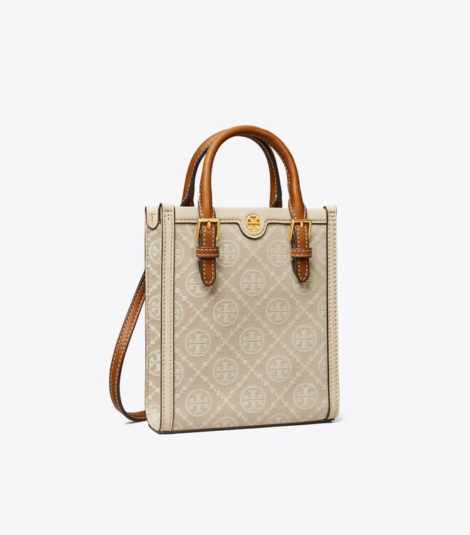 Beige Tory Burch Mini T Monogram Women\'s Tote Bags | OUTLET-59426879