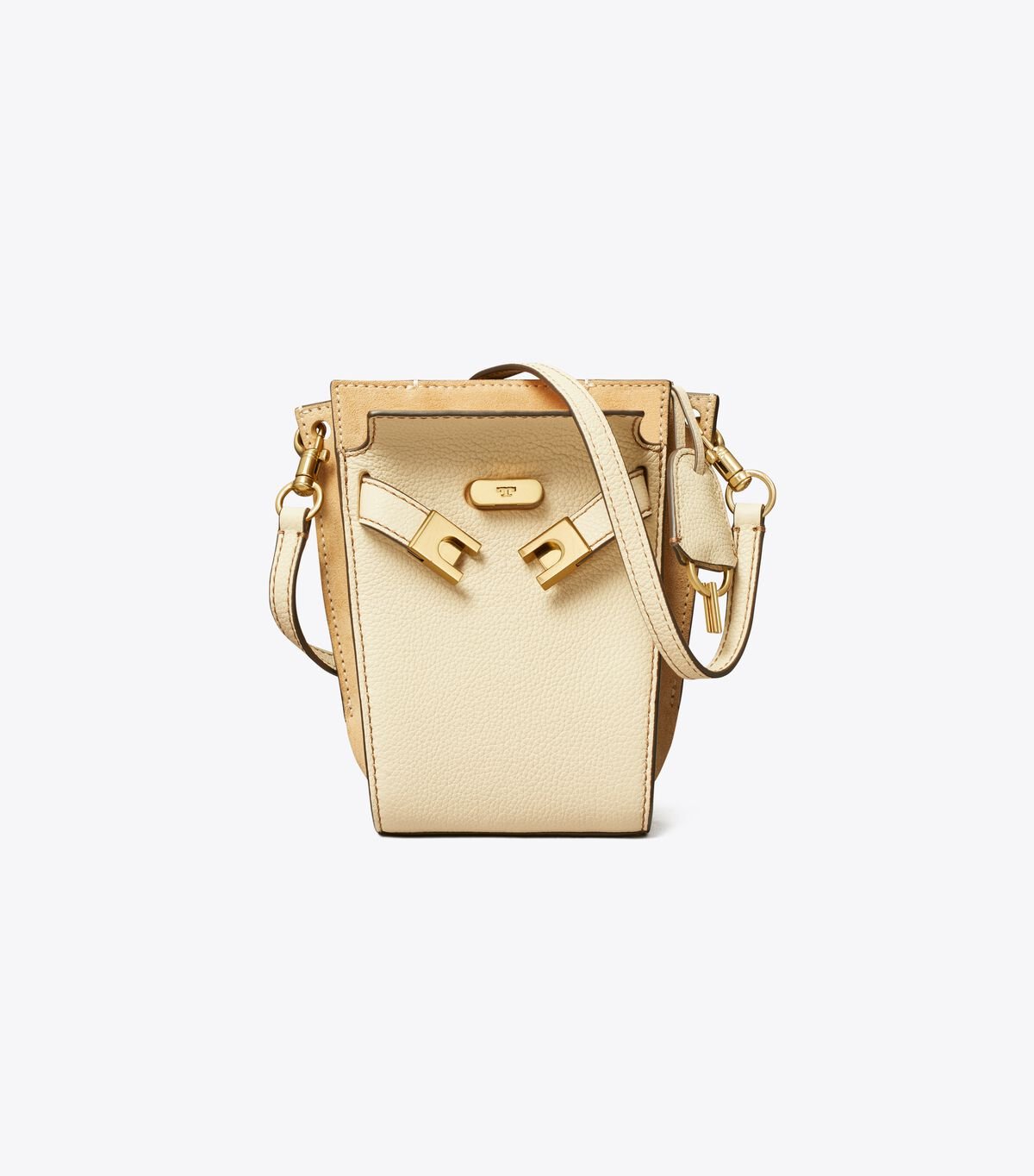 Beige Tory Burch Petite Lee Radziwill Pebbled Double Women's Bucket Bags | OUTLET-86035719