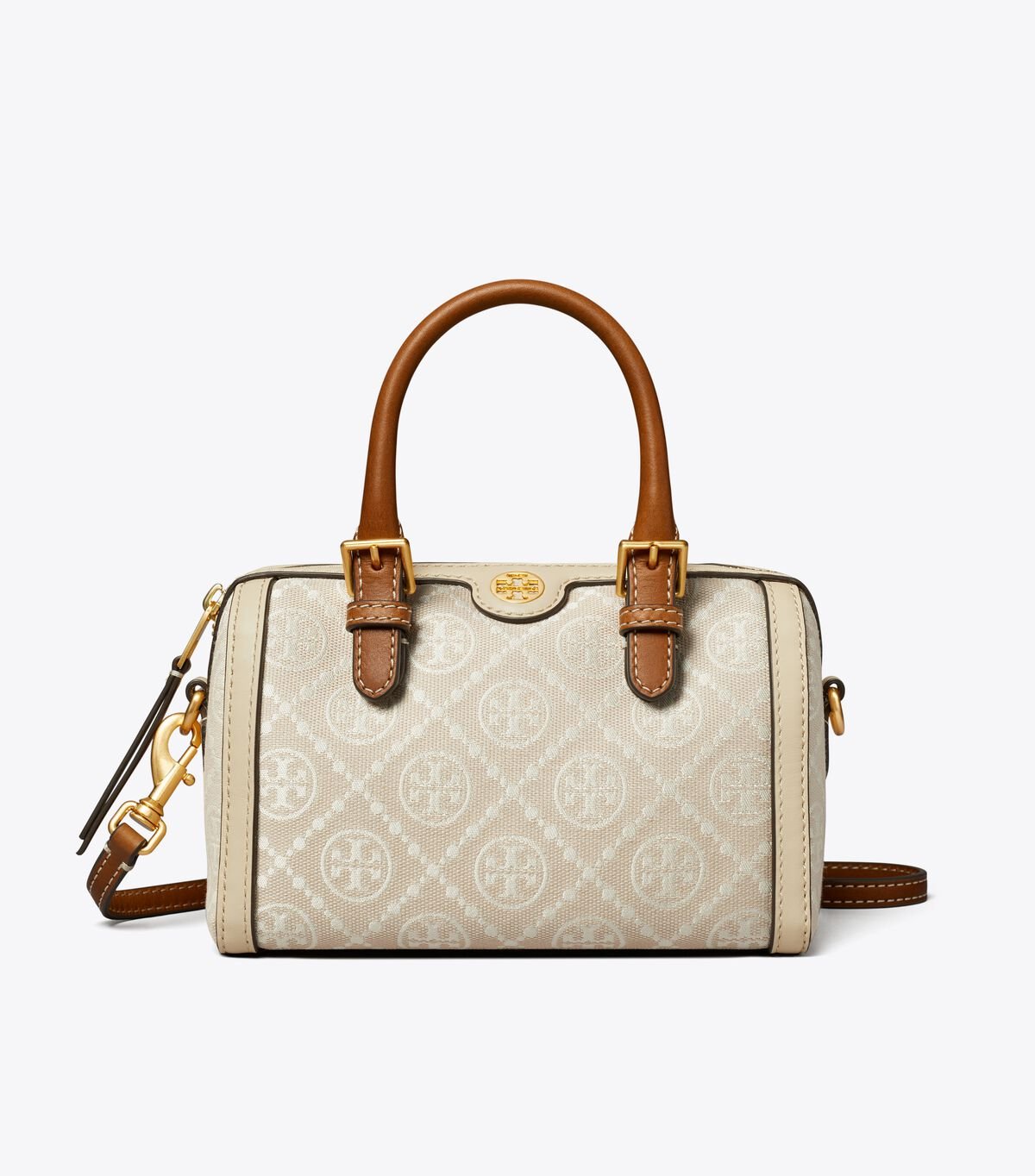 Beige Tory Burch Petite T Monogram Women's Satchel Bags | OUTLET-70456199