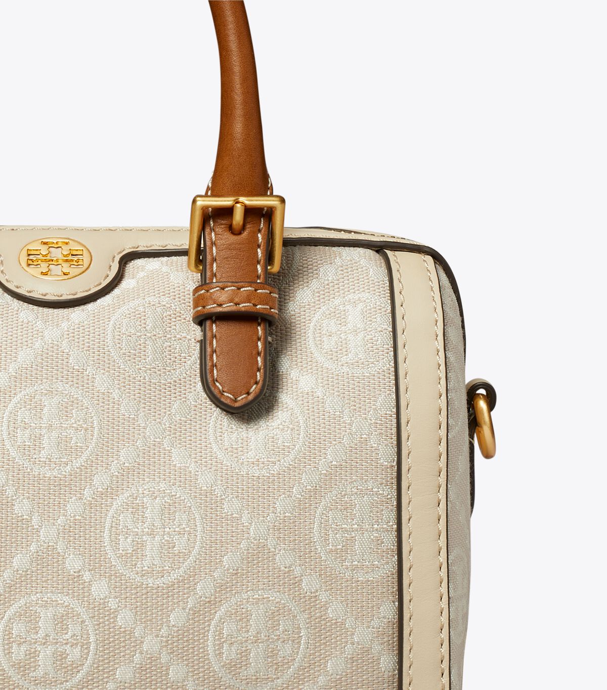 Beige Tory Burch Petite T Monogram Women's Satchel Bags | OUTLET-70456199