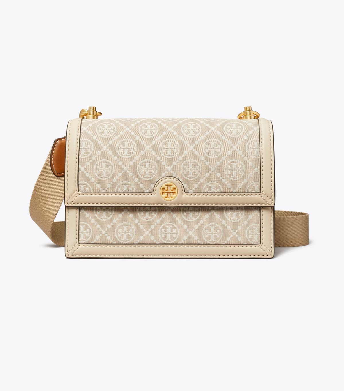 Beige Tory Burch Small T Monogram Women's Shoulder Bags | OUTLET-74651209