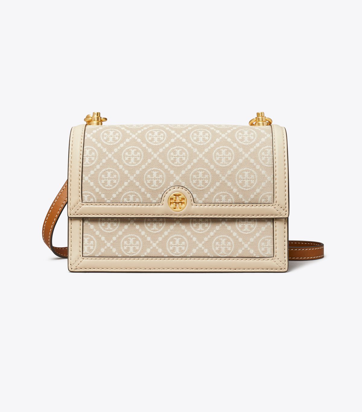 Beige Tory Burch Small T Monogram Women's Shoulder Bags | OUTLET-74651209