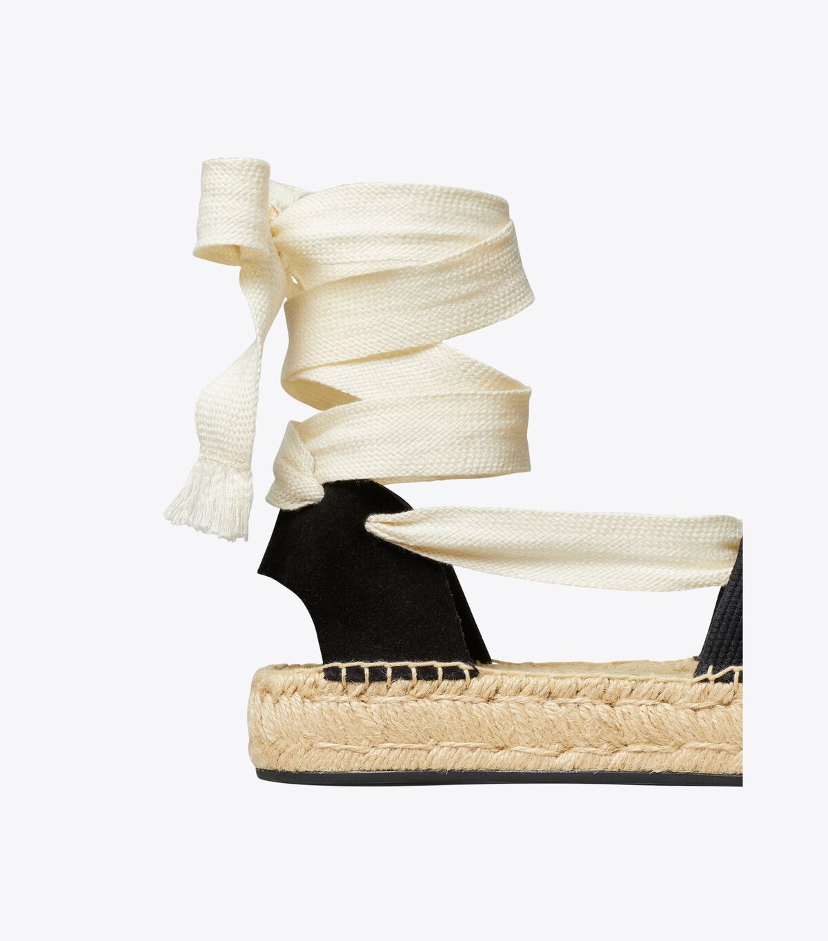 Black / Beige Tory Burch Ribbon Women's Espadrille | OUTLET-43218579