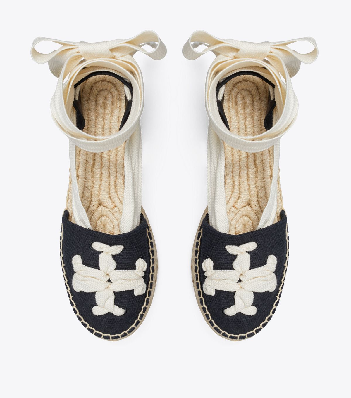 Black / Beige Tory Burch Ribbon Women's Espadrille | OUTLET-43218579