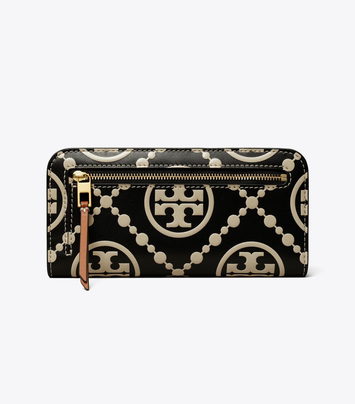 Black / Cream Tory Burch T Monogram Contrast Embossed Women's Wallets | OUTLET-34821709