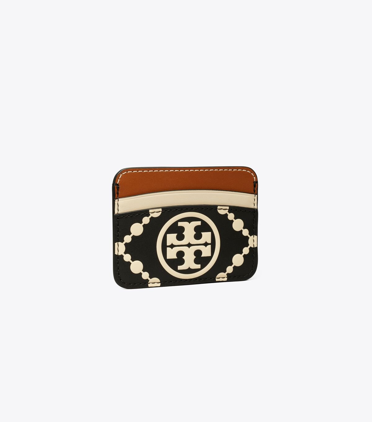 Black / Cream Tory Burch T Monogram Contrast Embossed Women\'s Card Case | OUTLET-94251679