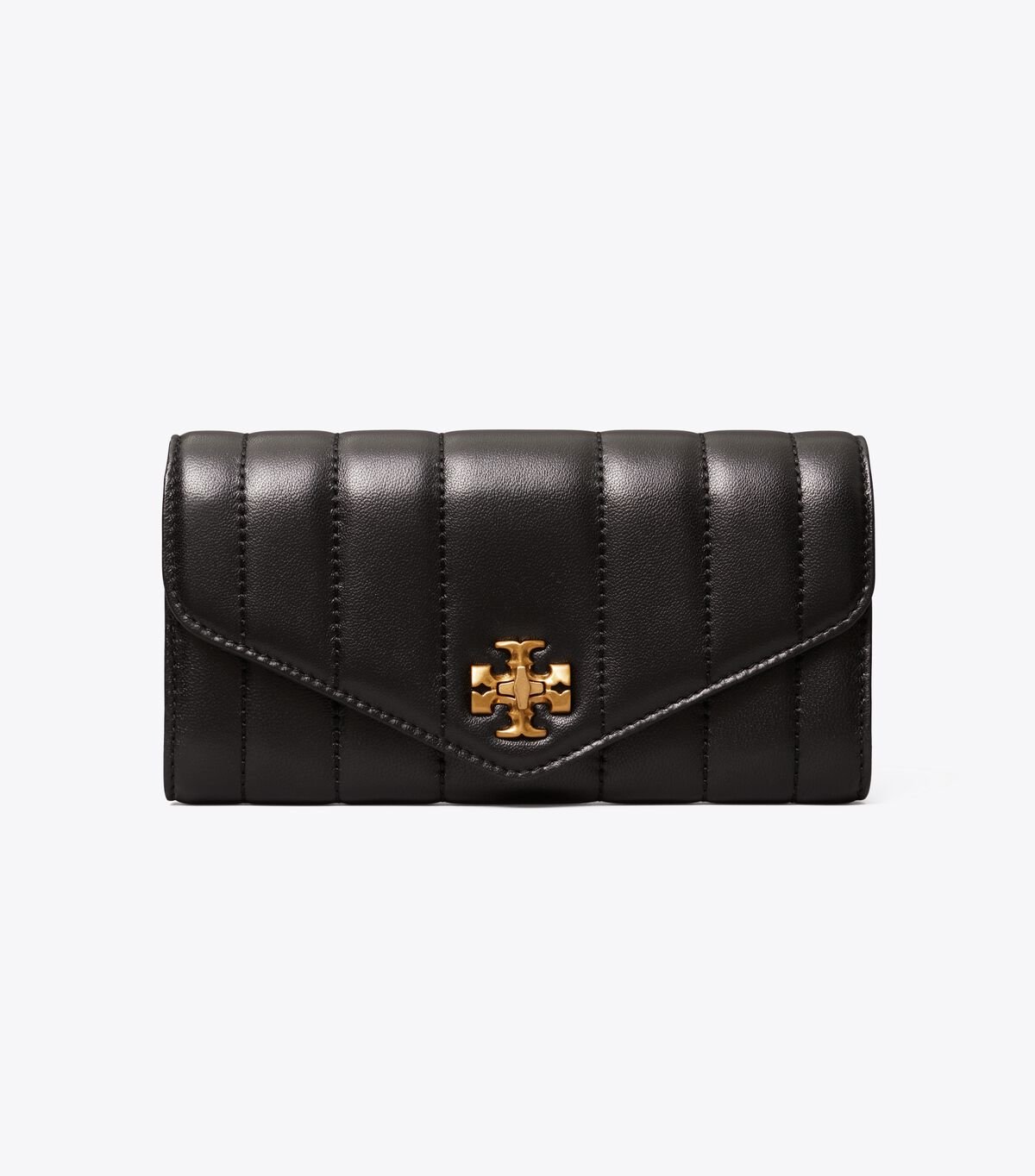 Black / Gold Tory Burch Kira Quilted Envelope Women's Wallets | OUTLET-34951879