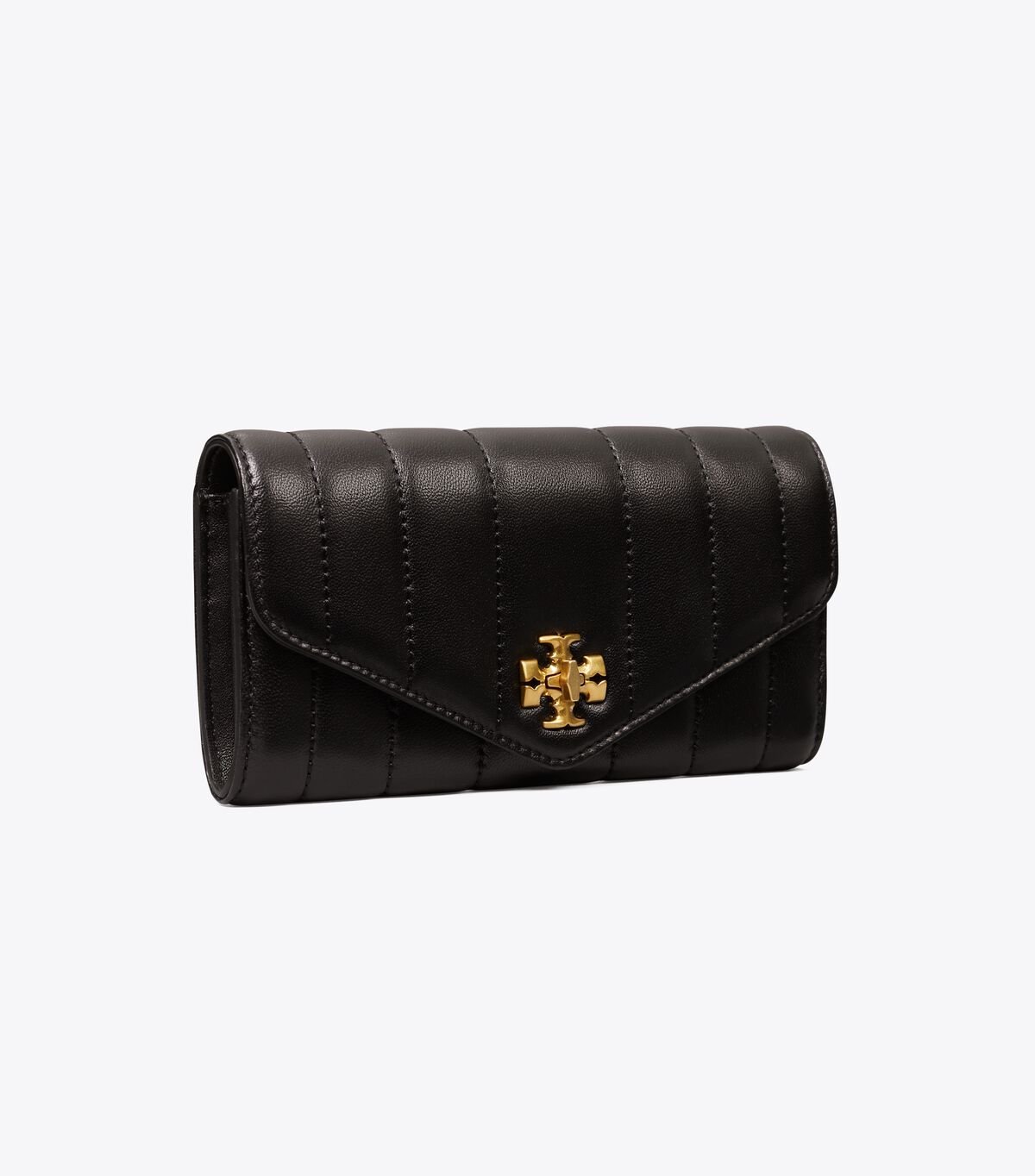 Black / Gold Tory Burch Kira Quilted Envelope Women\'s Wallets | OUTLET-34951879