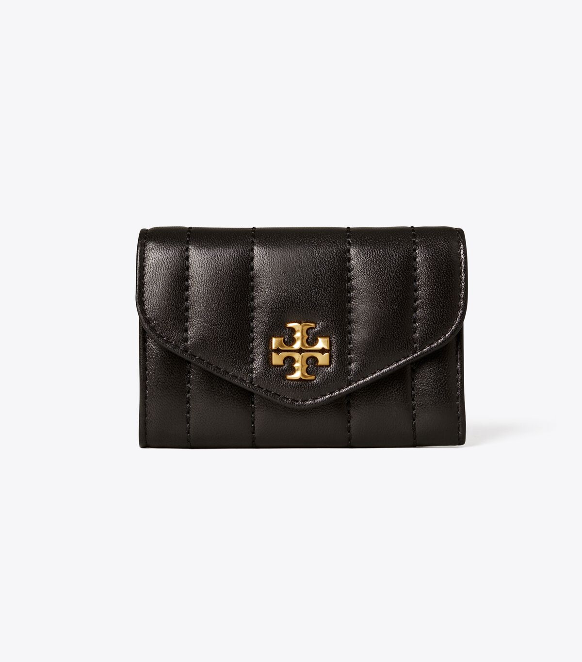 Black / Gold Tory Burch Kira Quilted Flap Women's Card Case | OUTLET-81930649