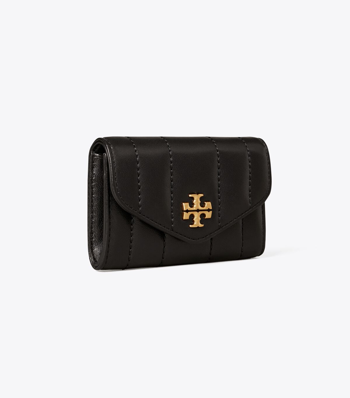 Black / Gold Tory Burch Kira Quilted Flap Women\'s Card Case | OUTLET-81930649