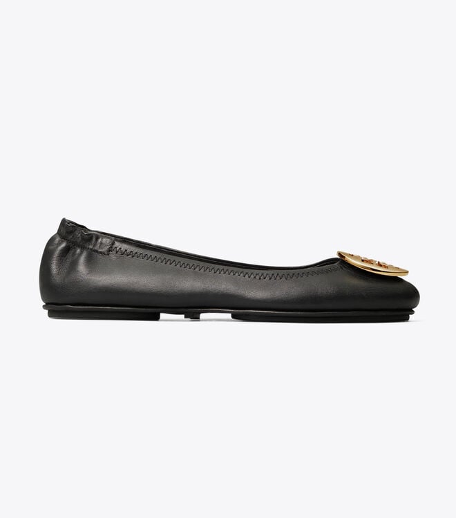 Black Gold Tory Burch Minnie Travel Women's Ballet Flats | OUTLET-39615479