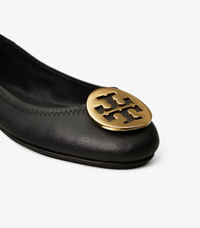 Black Gold Tory Burch Minnie Travel Women's Ballet Flats | OUTLET-39615479