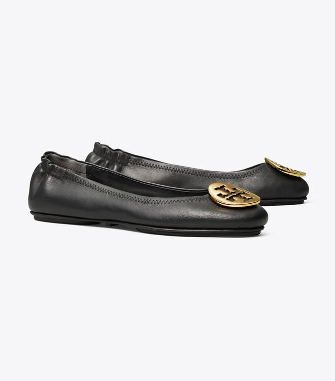 Black Gold Tory Burch Minnie Travel Women\'s Ballet Flats | OUTLET-39615479