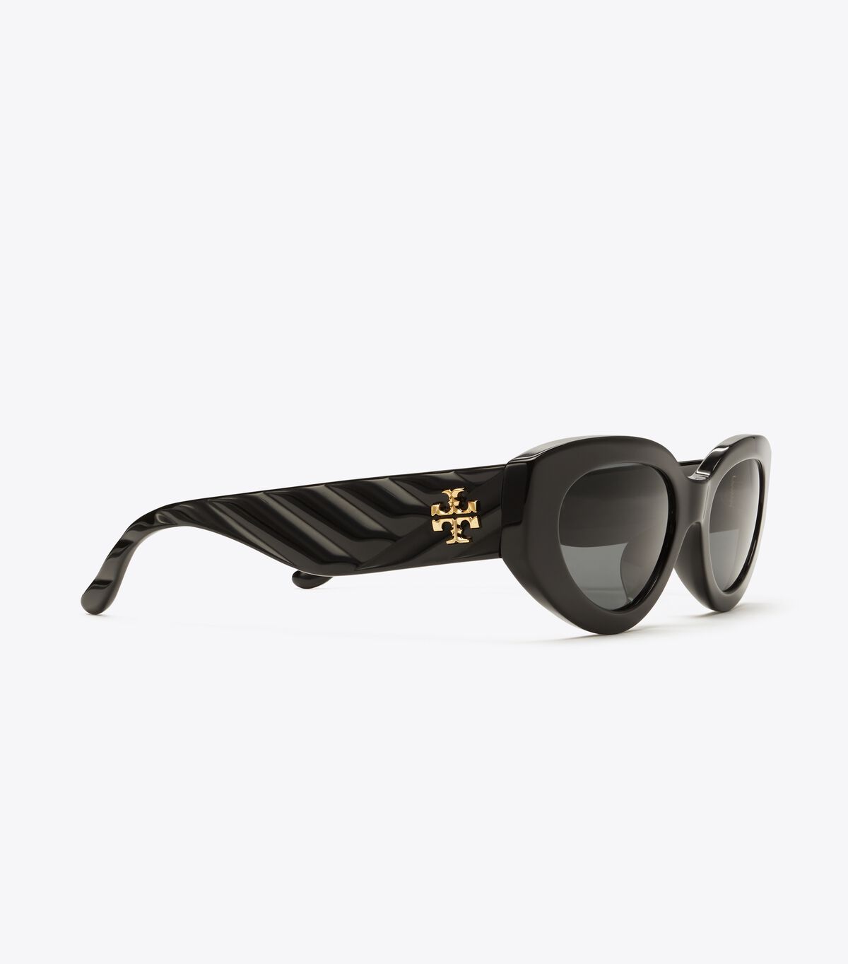 Black / Grey Tory Burch Kira Chevron Cat-eye Women's Sunglasses | OUTLET-81623959