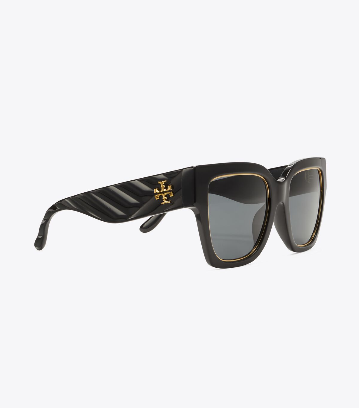 Black / Grey Tory Burch Kira Chevron Square Women's Sunglasses | OUTLET-21436059