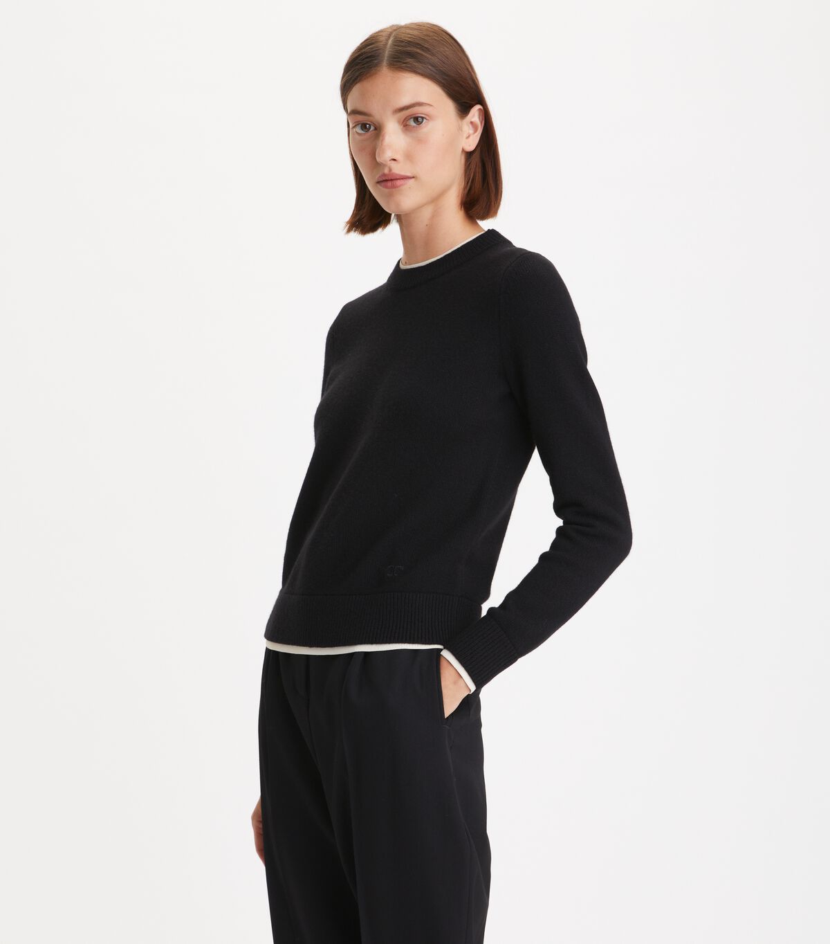 Black Tory Burch Double Layer Cashmere Women's Sweaters | OUTLET-73082699