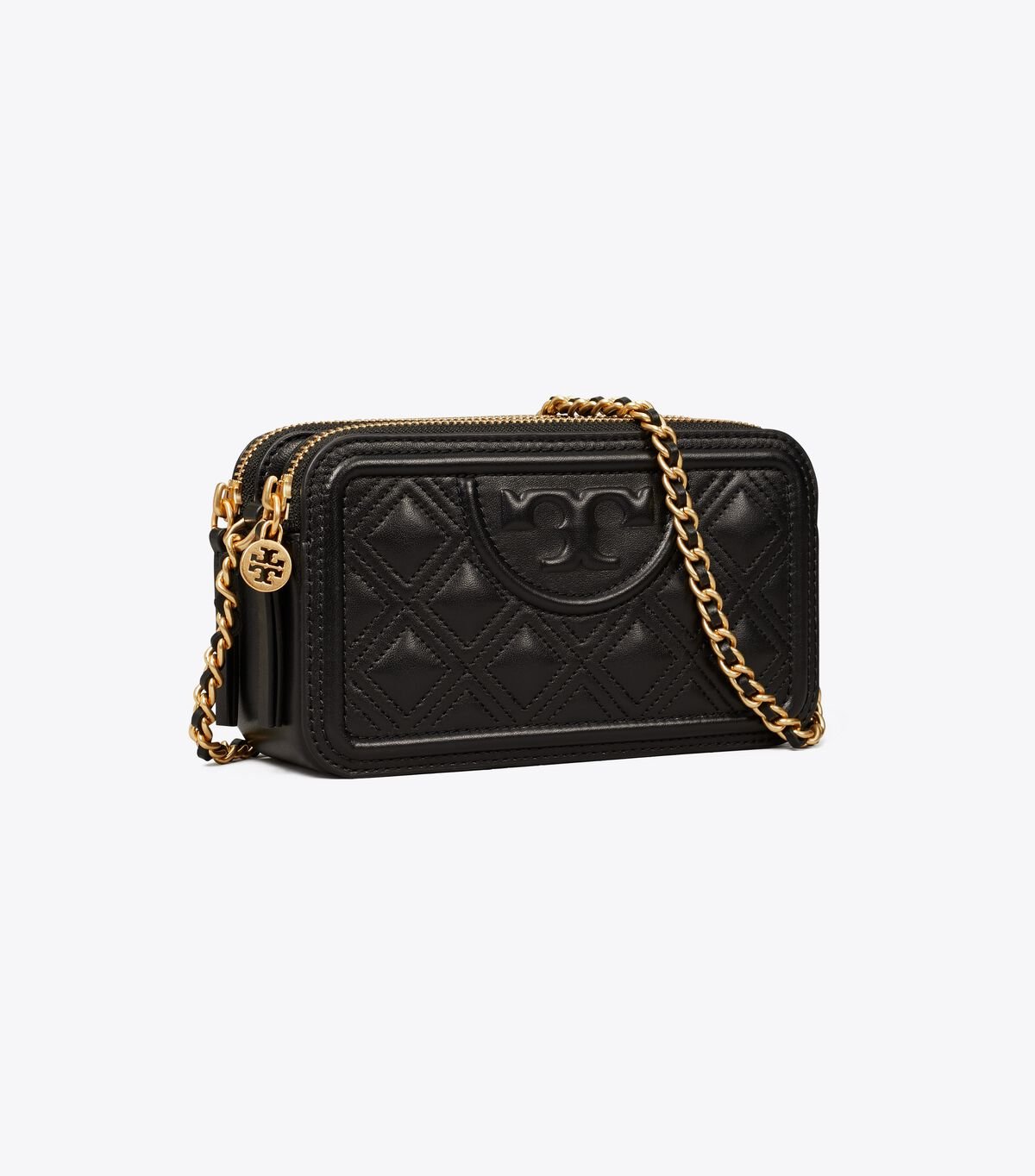 Black Tory Burch Fleming Double-zip Women\'s Crossbody Bags | OUTLET-53890429