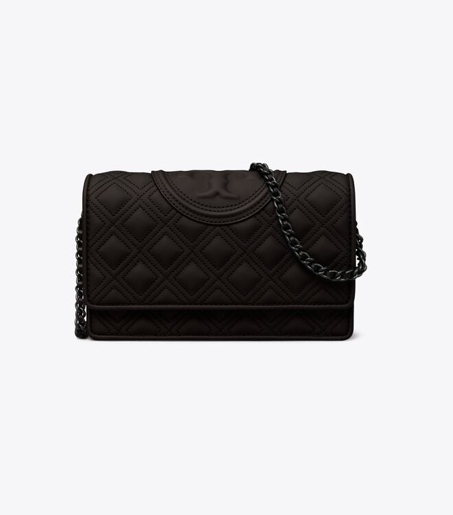 Black Tory Burch Fleming Matte Chain Women's Crossbody Bags | OUTLET-46915209