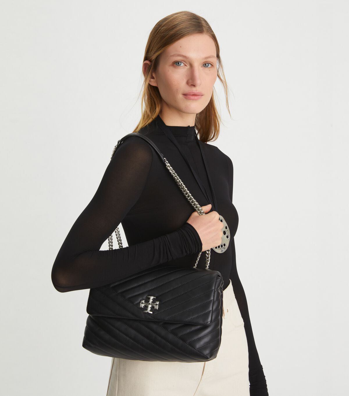 Black Tory Burch Kira Chevron Convertible Women's Shoulder Bags | OUTLET-21036479