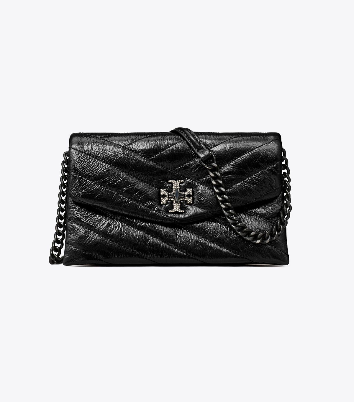 Black Tory Burch Kira Chevron Metallic Pave Logo Women's Crossbody Bags | OUTLET-53726419