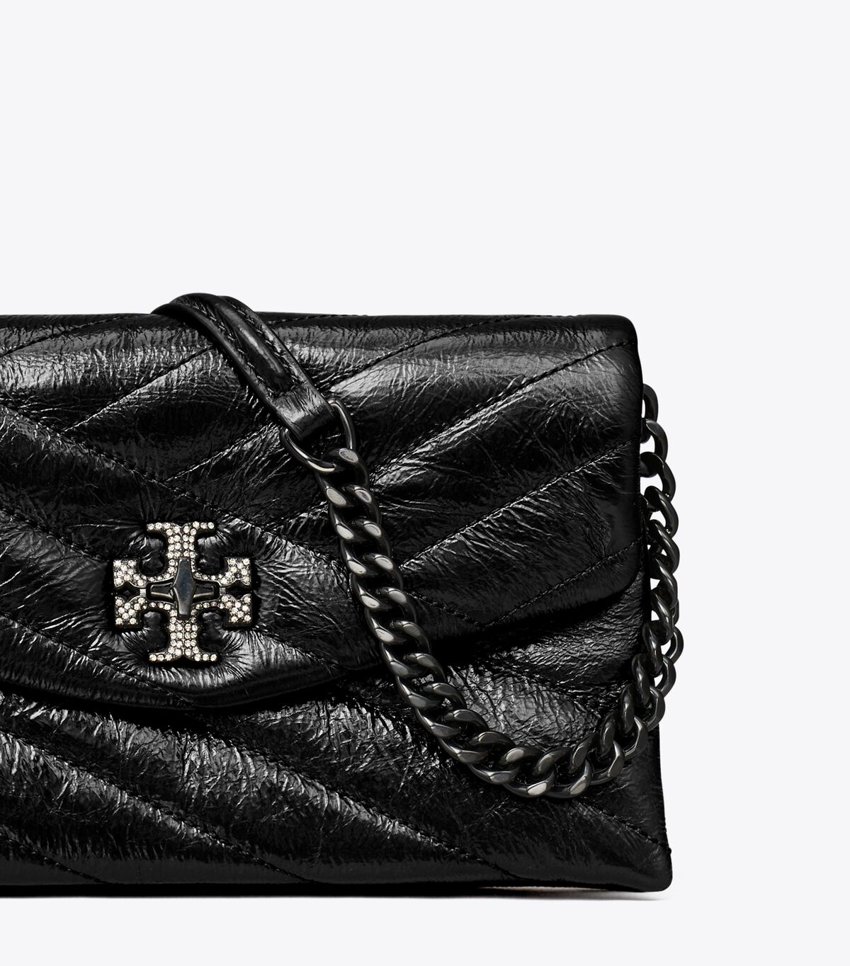 Black Tory Burch Kira Chevron Metallic Pave Logo Women's Crossbody Bags | OUTLET-53726419