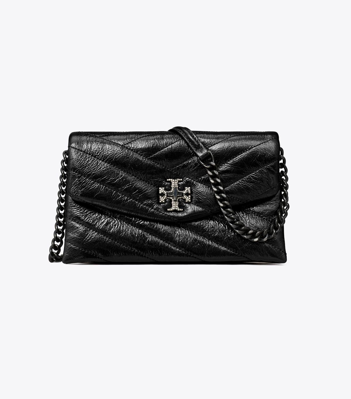 Black Tory Burch Kira Chevron Metallic Pave Logo Women's Mini Bag | OUTLET-72340159