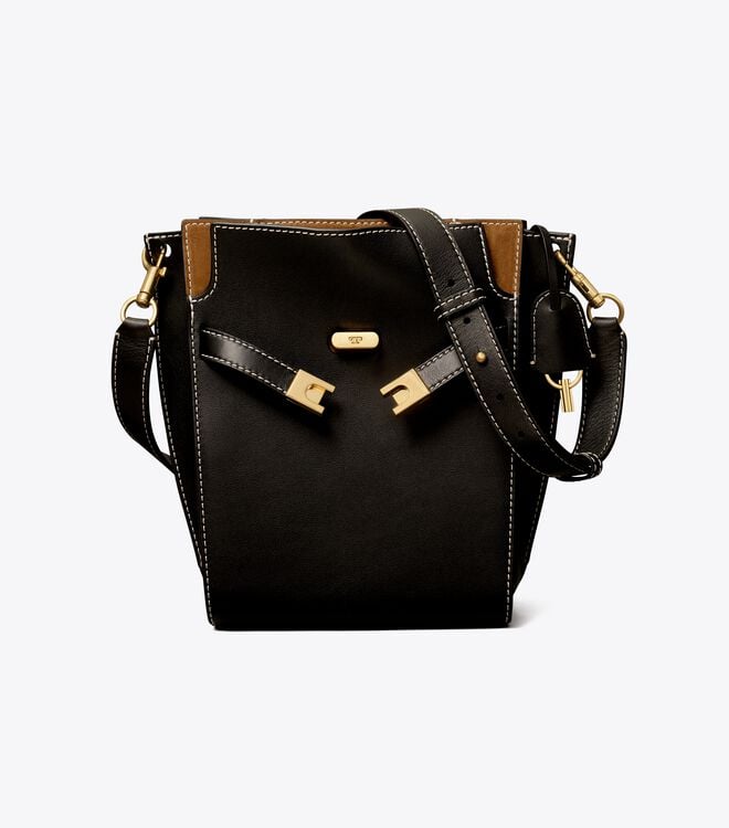 Black Tory Burch Lee Radziwill Double Women's Bucket Bags | OUTLET-96437589