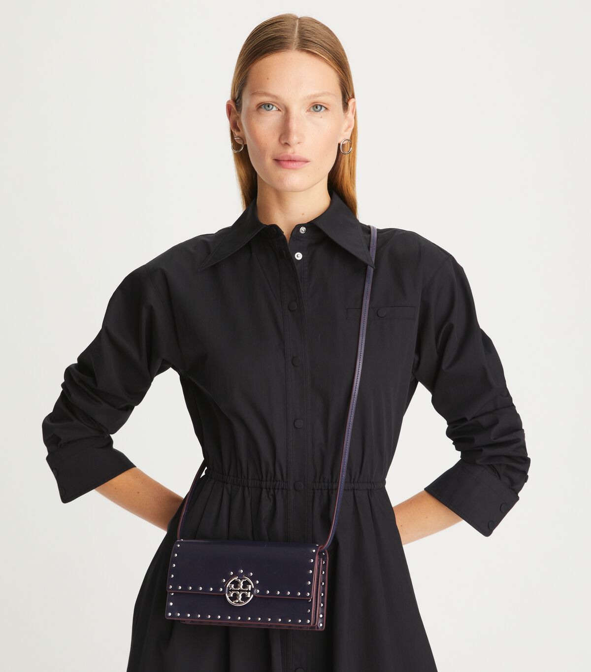 Black Tory Burch Miller Studded Women's Crossbody Bags | OUTLET-17284369