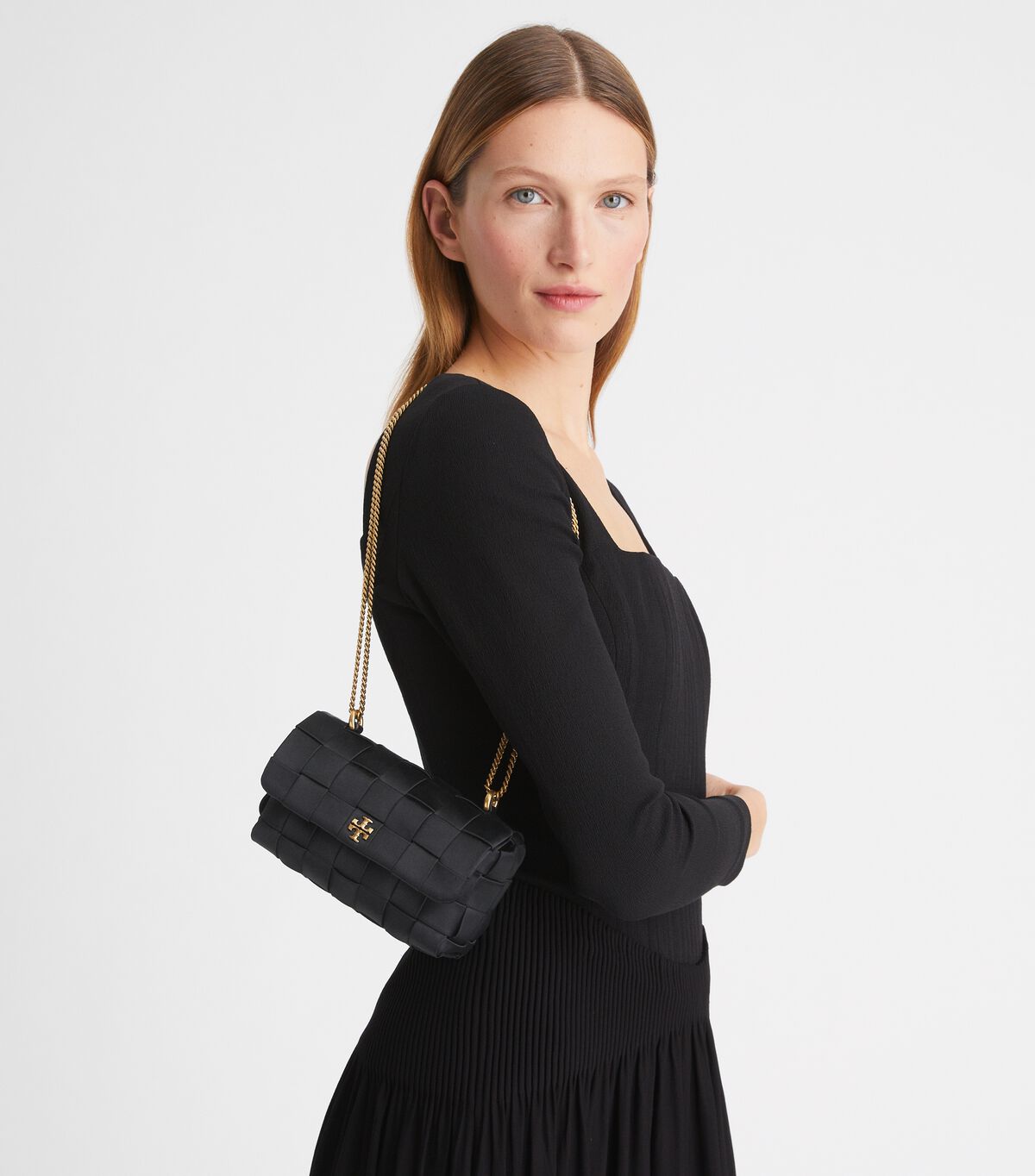 Black Tory Burch Mini Kira Woven Women's Shoulder Bags | OUTLET-09518629