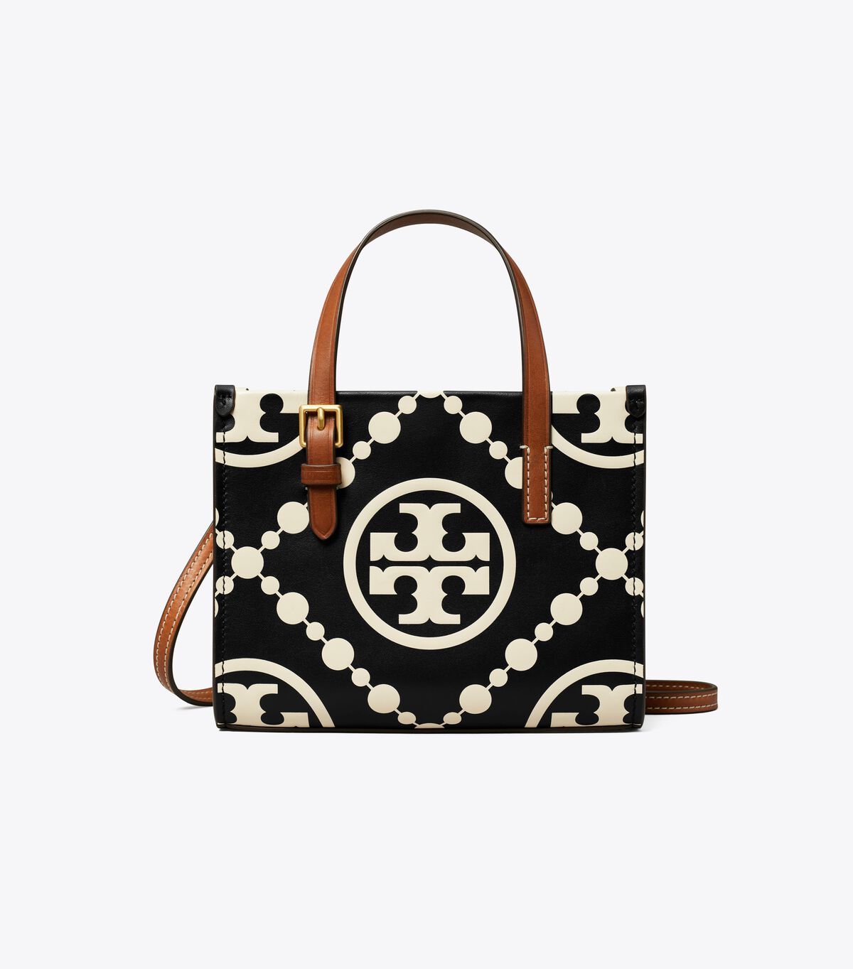 Black Tory Burch Mini T Monogram Contrast Embossed Women's Crossbody Bags | OUTLET-50839219