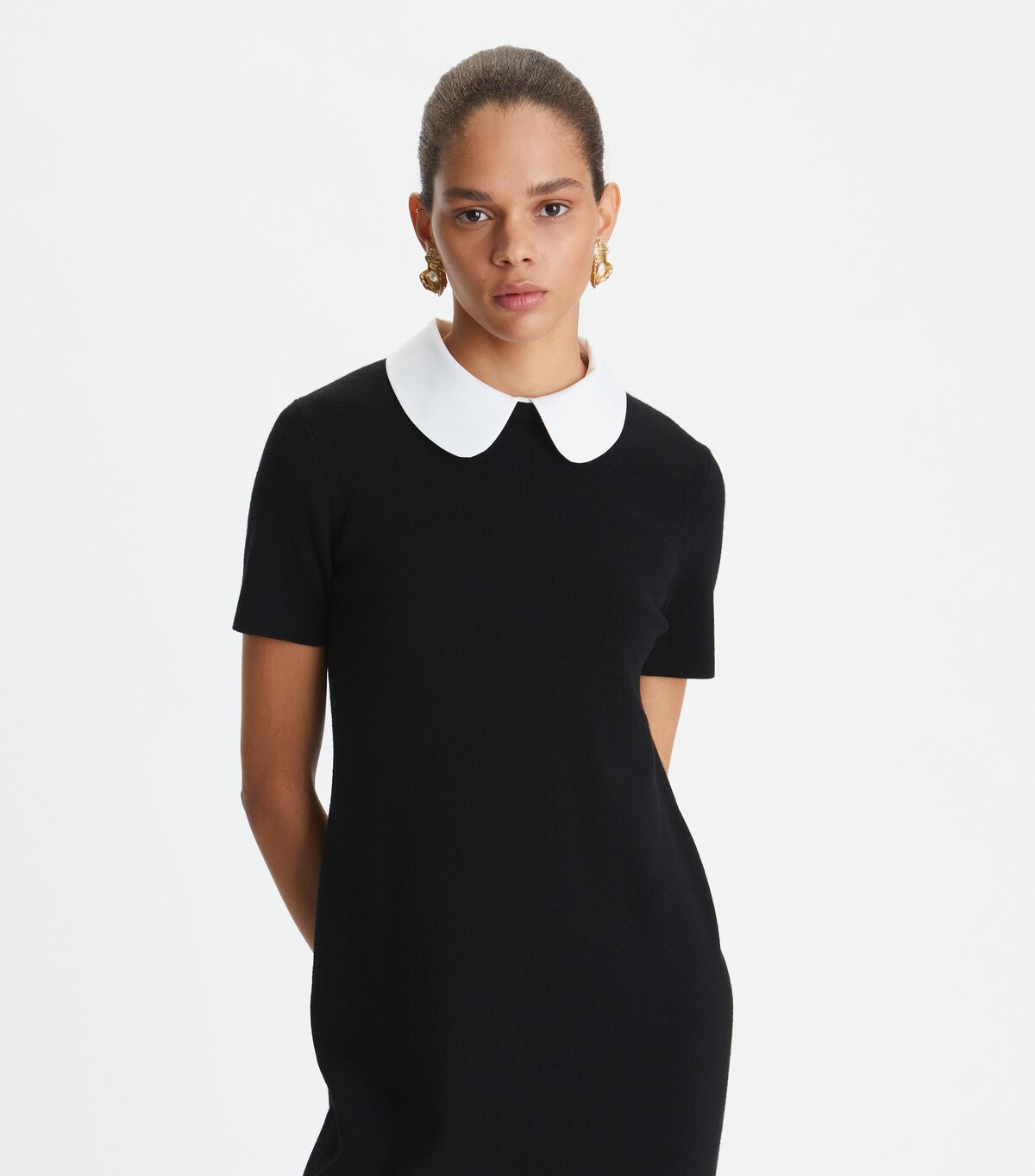 Black Tory Burch Poplin Collar Women's Dress | OUTLET-40731589