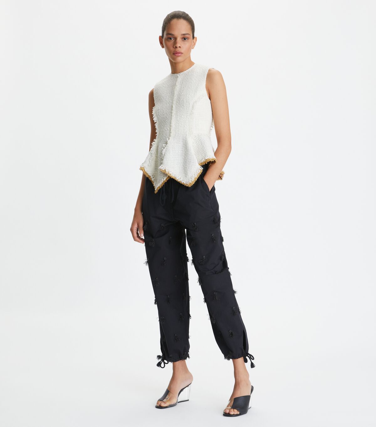 Black Tory Burch Poplin Drawstring Women's Pants | OUTLET-02957419