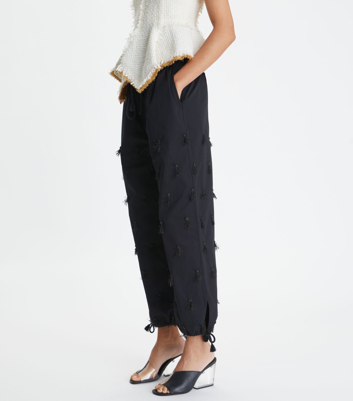 Black Tory Burch Poplin Drawstring Women's Pants | OUTLET-02957419