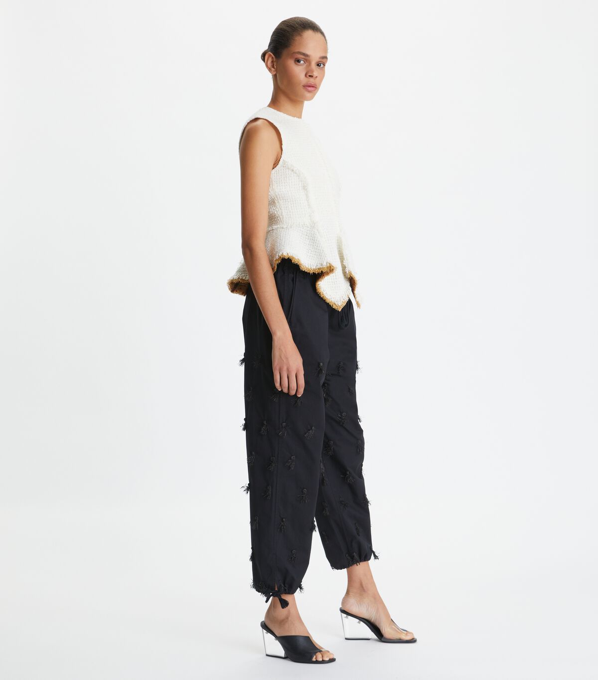 Black Tory Burch Poplin Drawstring Women's Pants | OUTLET-02957419