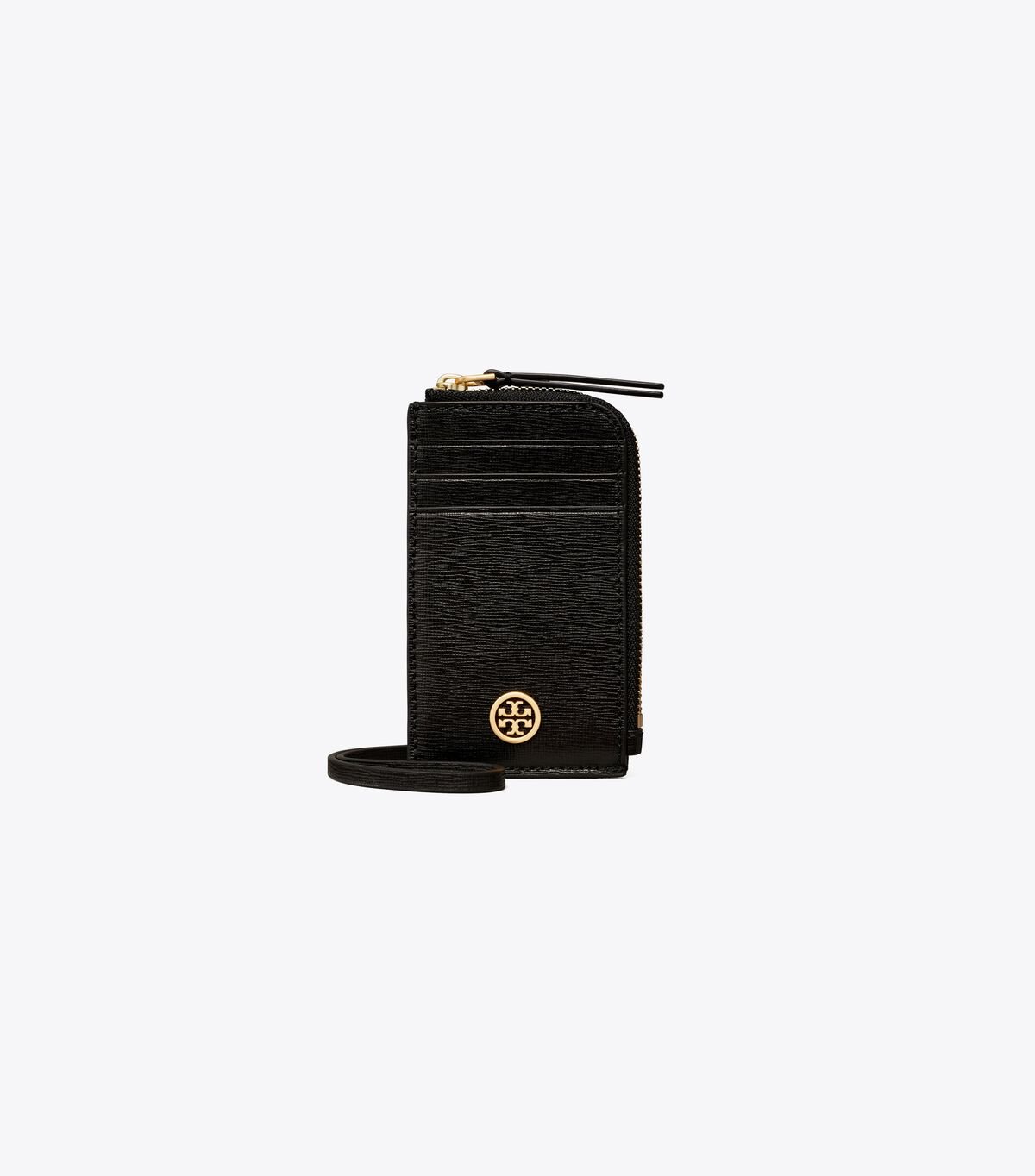 Black Tory Burch Robinson Lanyard Women's Card Case | OUTLET-75013299