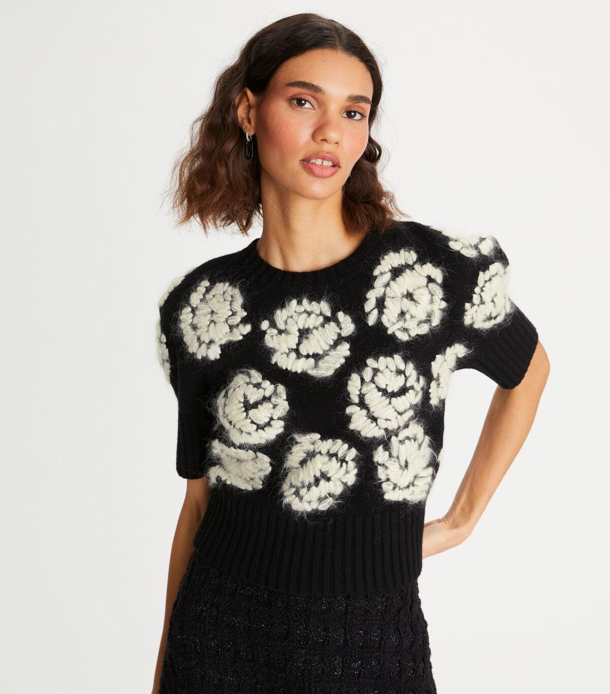 Black Tory Burch Rose-embroidered Women's Sweaters | OUTLET-01953649