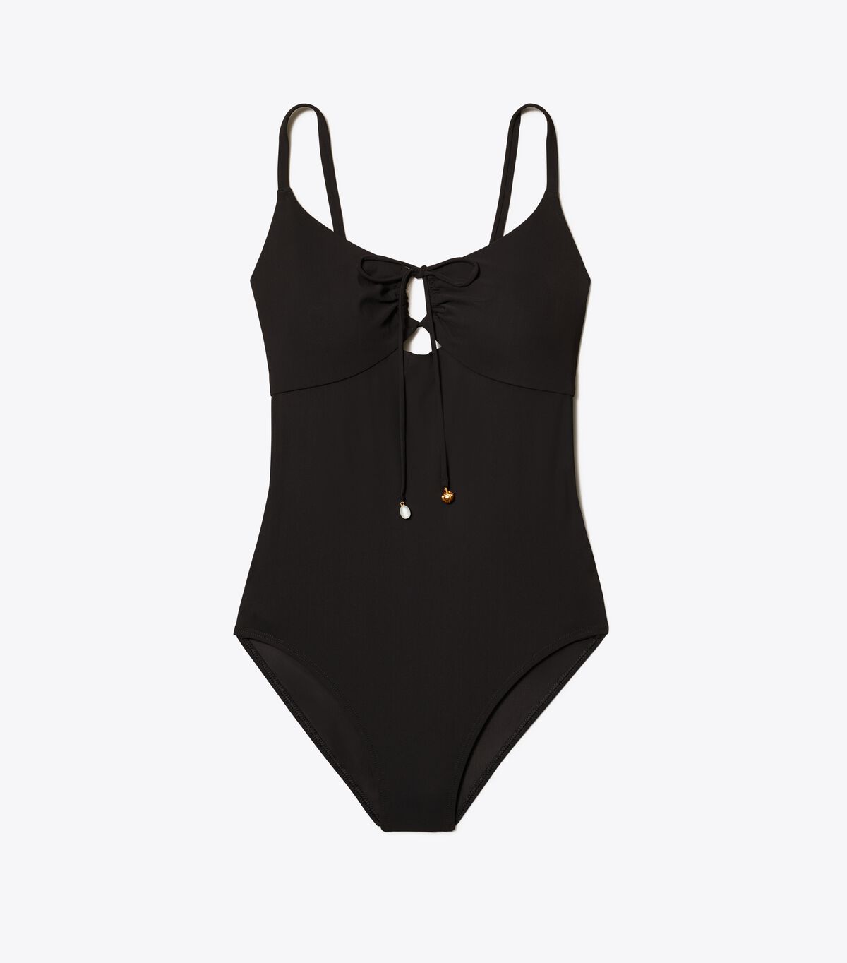 Black Tory Burch Ruched One-piece Women\'s Swimsuits | OUTLET-49278309