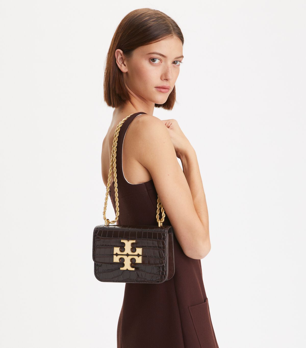 Black Tory Burch Small Eleanor Embossed Women's Shoulder Bags | OUTLET-24690579