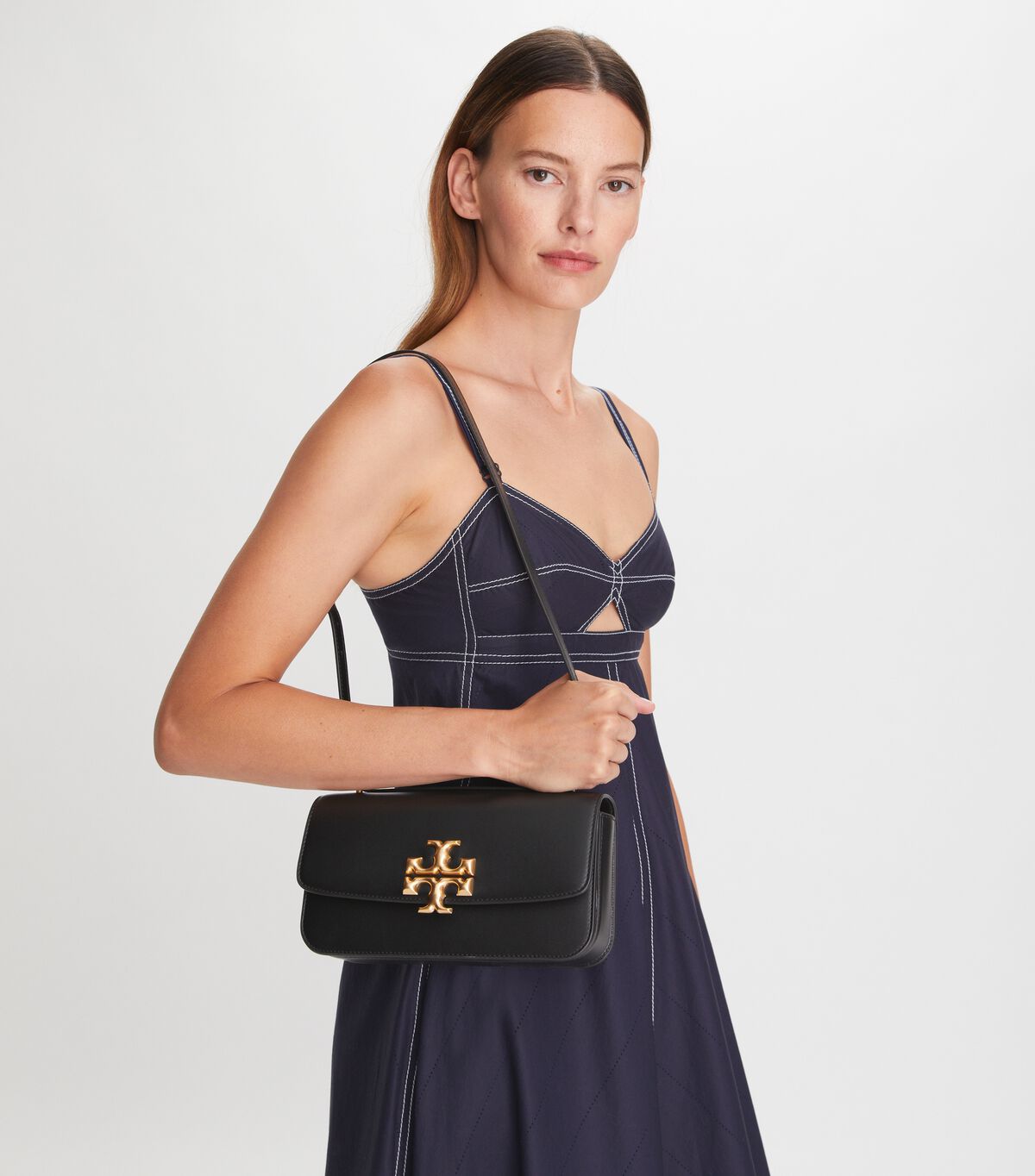 Black Tory Burch Small Eleanor Rectangular Women's Shoulder Bags | OUTLET-41978529