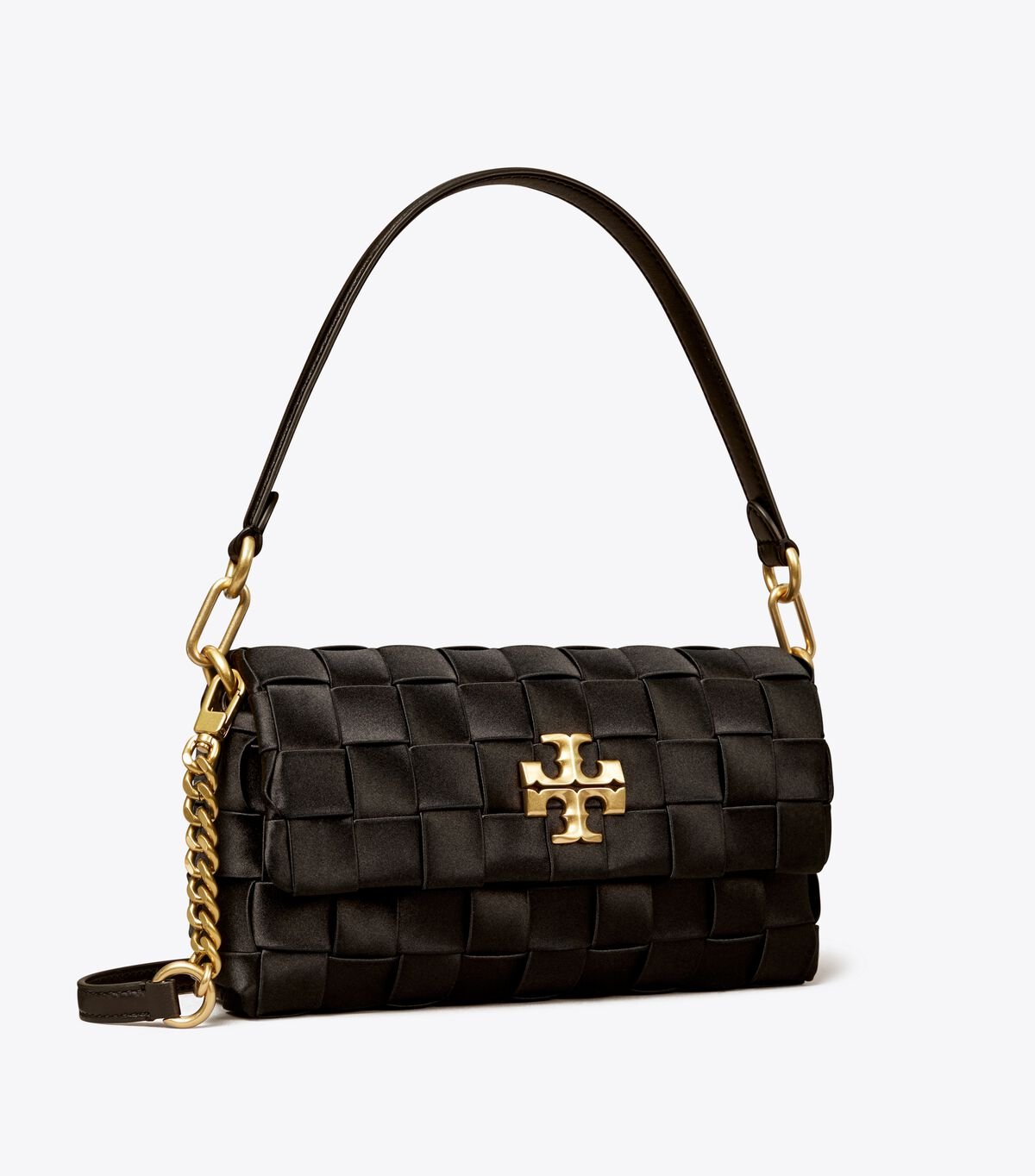 Black Tory Burch Small Kira Woven Flap Women\'s Shoulder Bags | OUTLET-39746259