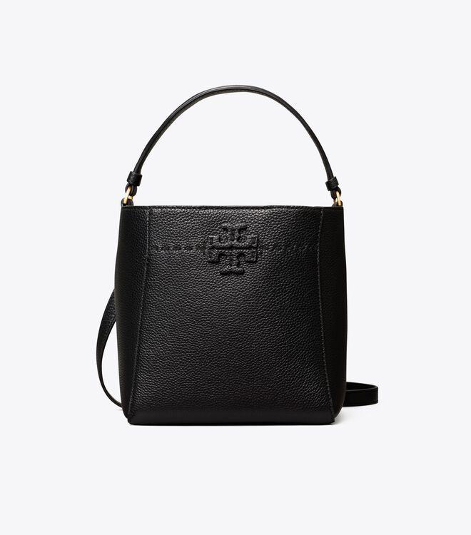 Black Tory Burch Small Mcgraw Women's Bucket Bags | OUTLET-31047629