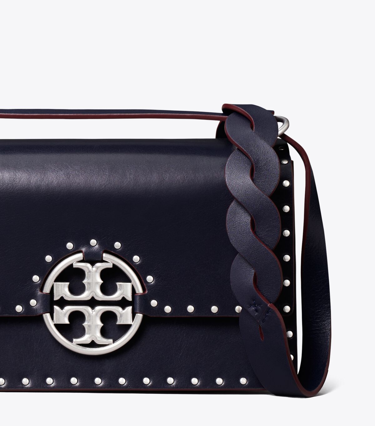 Black Tory Burch Small Miller Studded Flap Women's Shoulder Bags | OUTLET-19403259